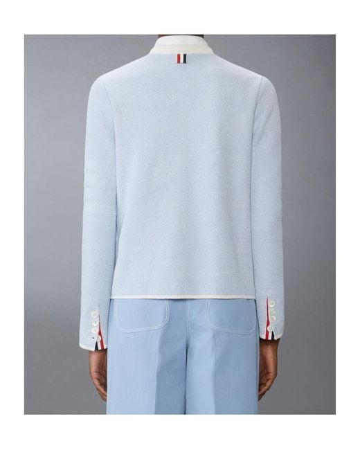 Thom Browne Blue Honeycomb-Knit Jacket