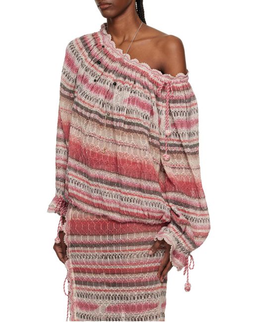 Isabel Marant Red Nalyna Smocked Knit Top