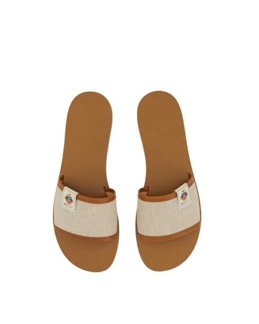 Bally White Logo Patch Open-Toe Slides