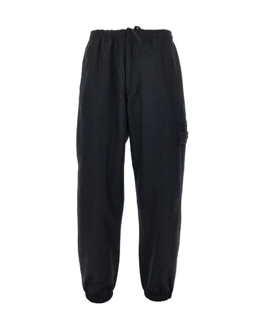 Stone Island Black Elastic-Waist Trousers for men