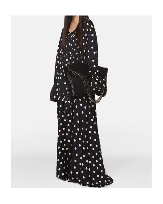Stella McCartney Black Long-Sleeved Polka Dot Extra-Long Dress