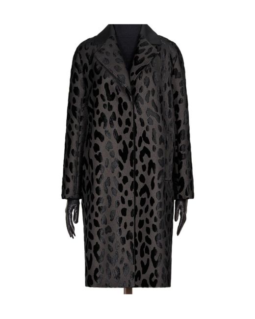 Max Mara Black Atelier Single-Breasted Spotted Velvet Coat