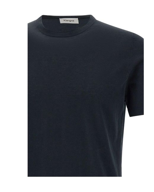 Kangra Cashmere Black Kangra Short Sleeve Crew Neck T-Shirt for men
