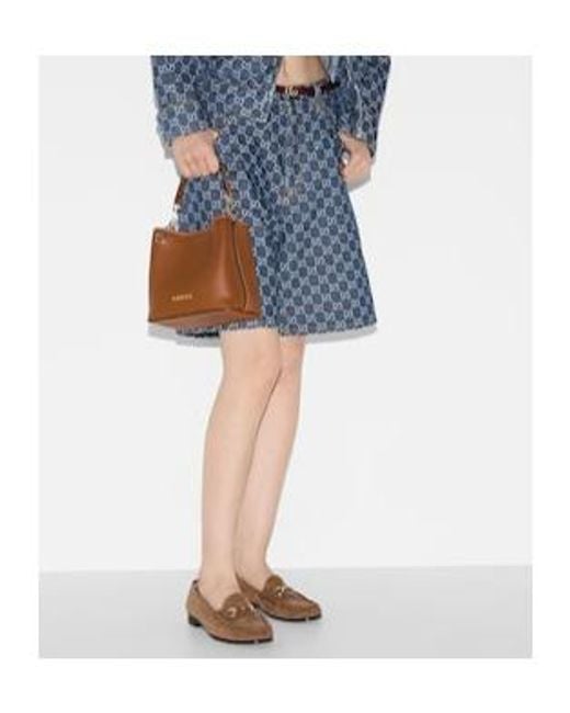 Gucci Blue Leather-Trimmed Denim Bermuda Shorts