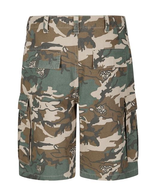 ICECREAM Gray Running Dog Camo Cargo Shorts for men