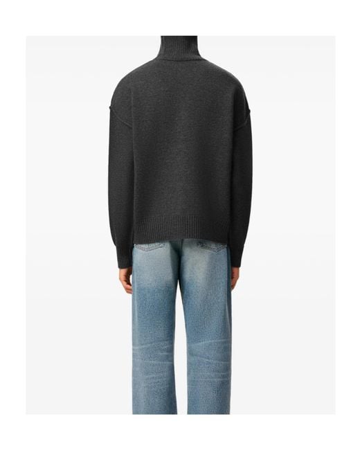 AMI Gray Ami De Coeur Turtleneck Knitted Jumper for men