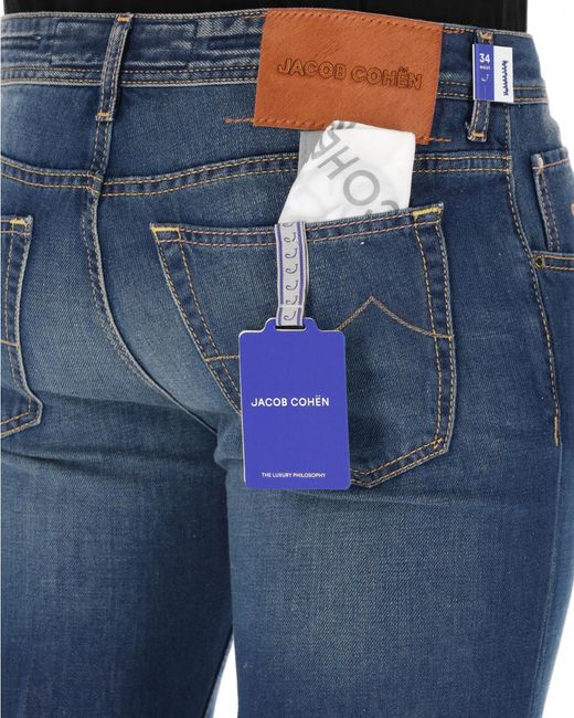Jacob Cohen Blue Logo-Patch Slim-Cut Jeans for men