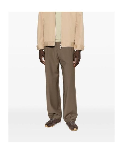 Myths Brown Pleated-Front Straight-Leg Trousers for men