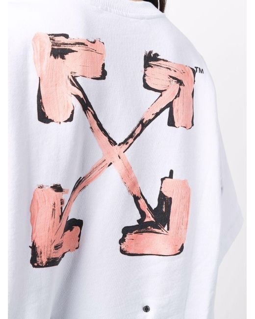 Off-White c/o Virgil Abloh White Painted Arrows Motif Snap-Fastening T-Shirt Dress