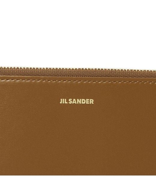 Jil Sander Brown Zipper Clutch