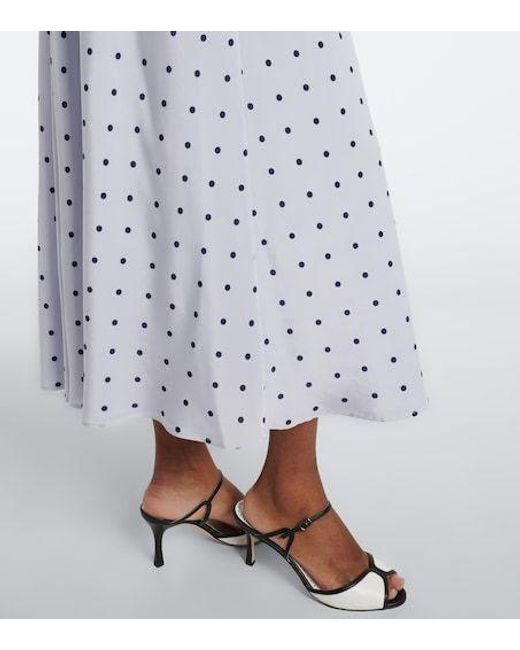 Alessandra Rich White Belted Polka-Dot Halterneck Silk Midi Dress