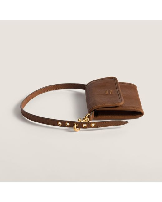 Miu Miu Brown Nappa Leather Wallet With Shoulder Strap
