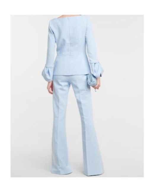 Safiyaa Blue Peplum Crêpe Top