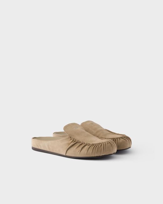 Prada Brown Suede Mules for men