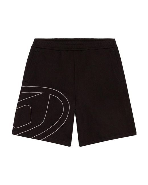 DIESEL Black P-Crow Megoval Maxi D Logo Sweat Shorts for men