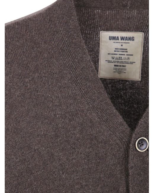 Uma Wang Brown Long-Sleeved Knitted Cardigan for men
