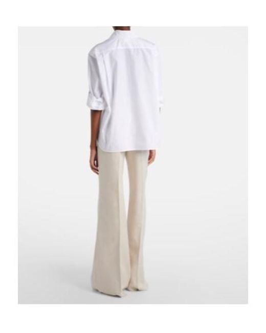 Max Mara White Badesse High-Rise Linen Wide-Leg Pants