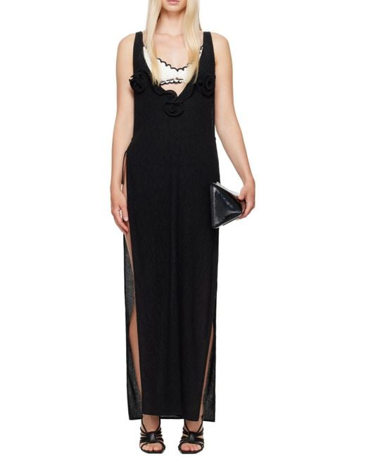 Magda Butrym Black Crepe High Leg Maxi Dress