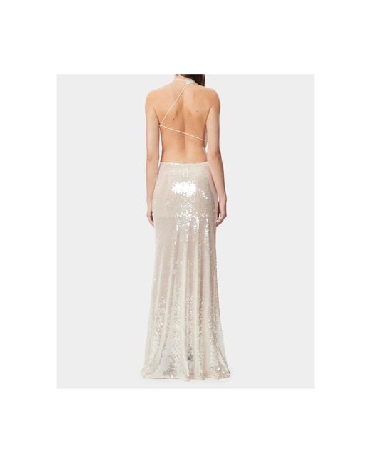Amazuìn White Iselin Asymmetric Draped Maxi Dress