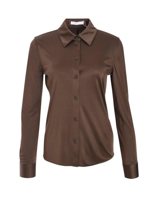 Helmut Lang Brown Lapel Long-Sleeved Shirt
