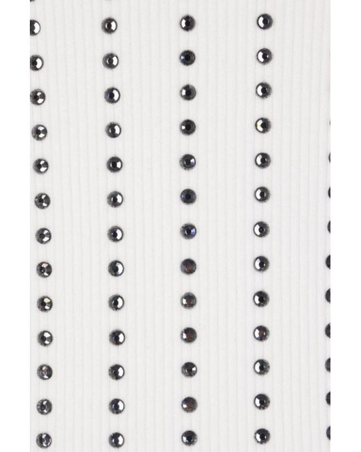 The Attico White The Embellished Sleeveless Ribbed Top