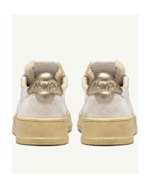 Autry White Logo-Patch Lace-Up Sneakers