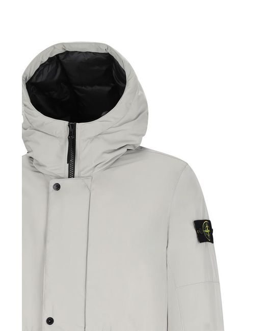 Stone Island Gray Micro Twill Long Parka for men