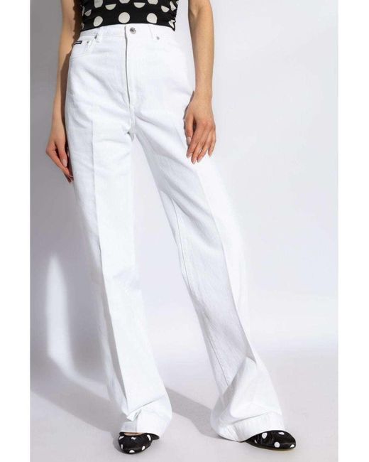 Dolce & Gabbana White Logo Tag Flared Jeans
