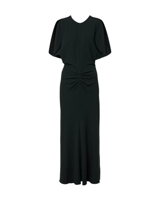 Victoria Beckham Black Gathered Midi Dress