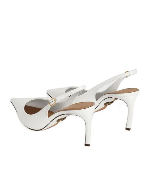 Dolce & Gabbana White Pointed Toe Slingback Pumps