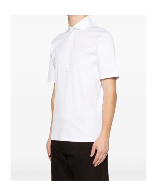 Brunello Cucinelli White Short-Sleeved Polo Shirt for men