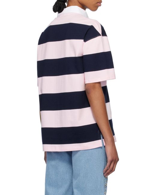 Coperni Blue Logo Embroidered Striped Polo Shirt