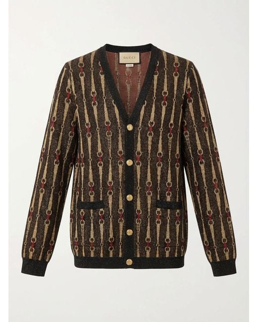 Gucci Multicolor Horsebit Jacquard Cardigan