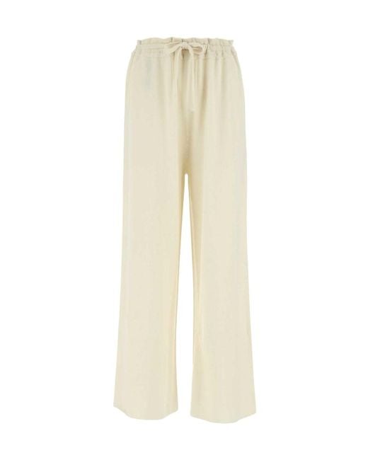 Jil Sander Natural Drawstring Wide-Leg Trousers
