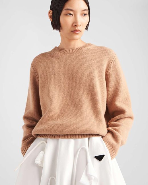 Prada Natural Long-Sleeve Knitted Jumper