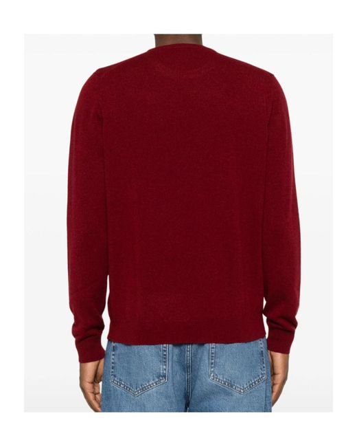 Fedeli Red Crew-Neck Sweater for men