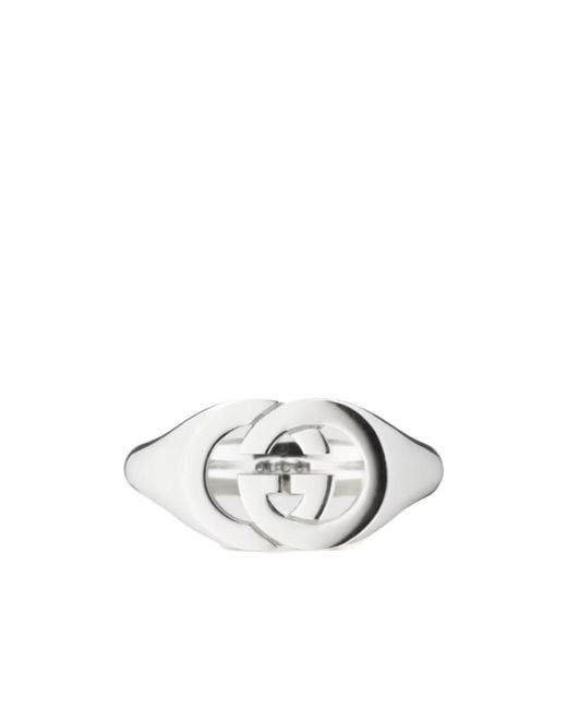 Gucci Metallic Interlocking Signet Ring for men