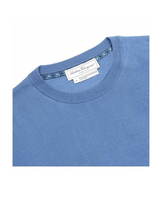 Ferragamo Blue Round-Neck Sweater for men
