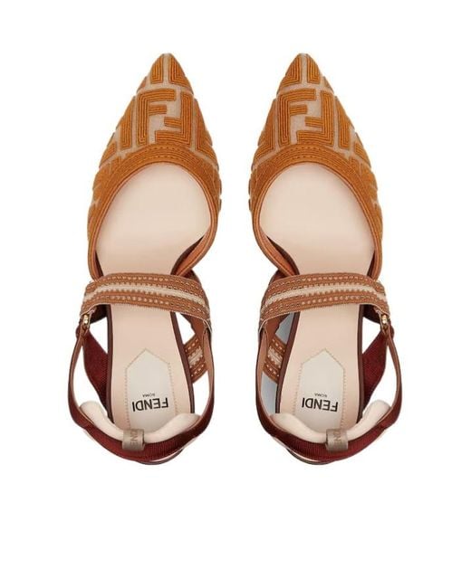 Fendi Brown Colibrì Ff High-Heel Slingback Pumps