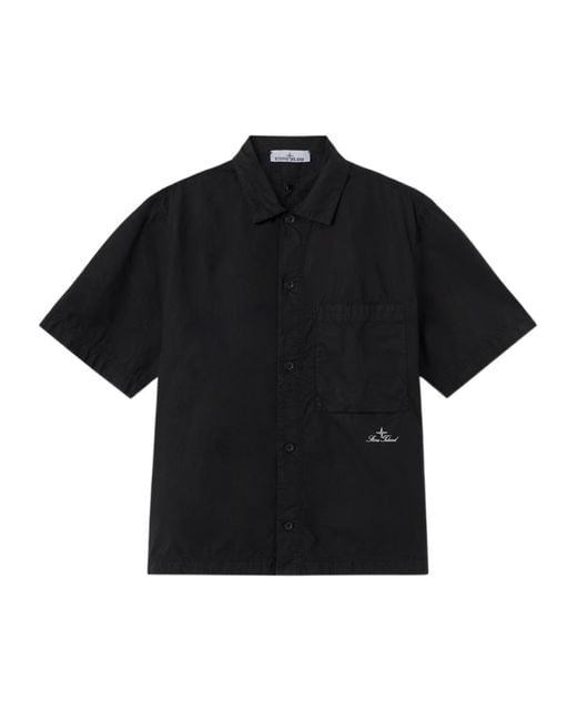 Stone Island Black Comfort-Fit Short-Sleeve Shirt With Chest Pocket for men