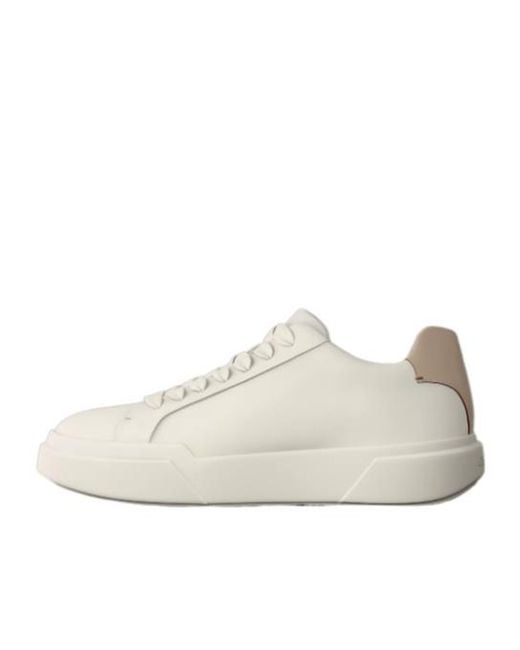 Calvin Klein White Leather Signature Logo Trainers for men
