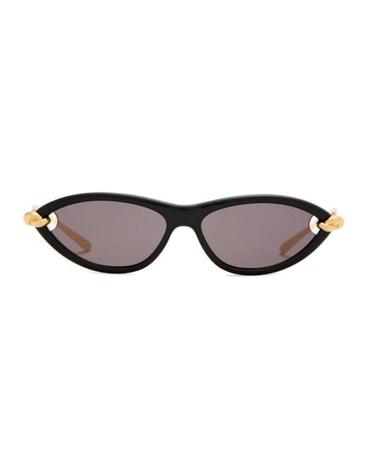 Bottega Veneta White Narrow Cat-Eye Sunglasses