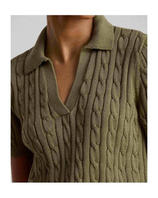 Ralph Lauren Green Lauren Ribbed Knit Polo Shirt
