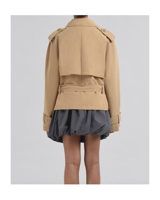 Marni Natural Double-Breasted Short Trench Jacket