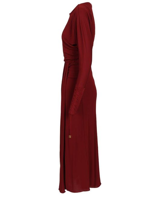 Max Mara Red Studio Gocce Ruched Midi Dress