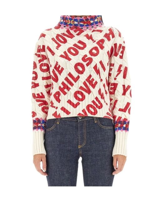 Philosophy Di Lorenzo Serafini Red I Love You Philosophy Jumper
