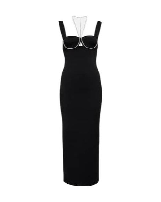 Galvan Black Celeste Embellished Knit Midi Dress