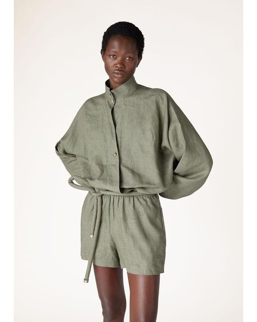 Loro Piana Green Rose Long-Sleeved Jumpsuit