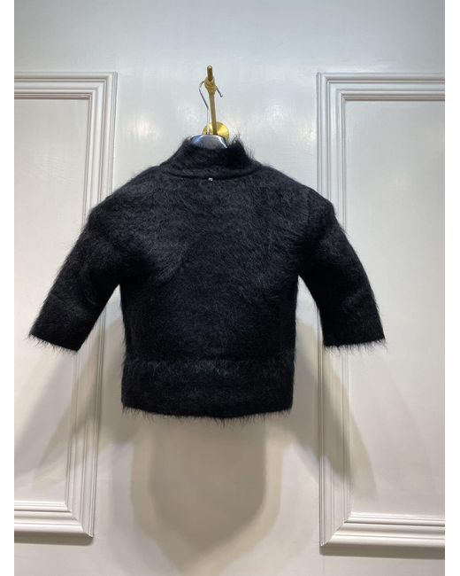 Sportmax Blue Mohair High-Neck Top