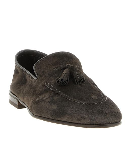 Brunello Cucinelli Black Fringed Slip-On Loafers for men